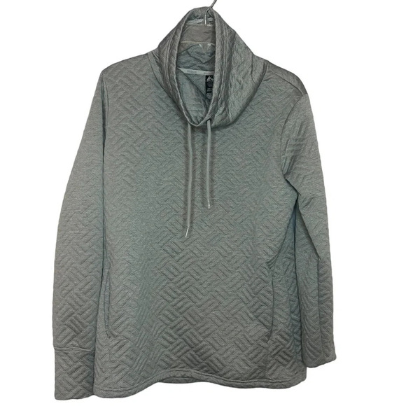 RBX sweatshirt gray funnel neck quilted textured pockets cozy size medium - Picture 9 of 11